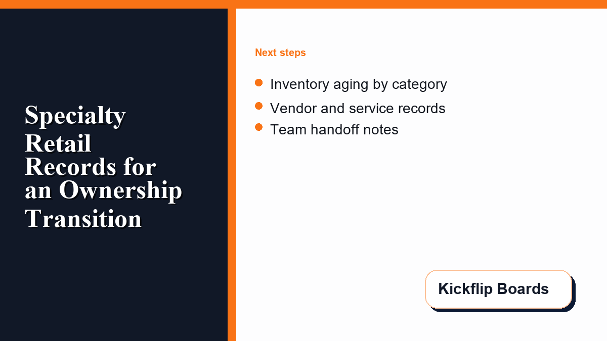 Specialty retail ownership transition checklist